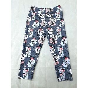 Whimsical Fun Witch Capri Print Halloween Leggings OSC Gray Pink Retro Cropped